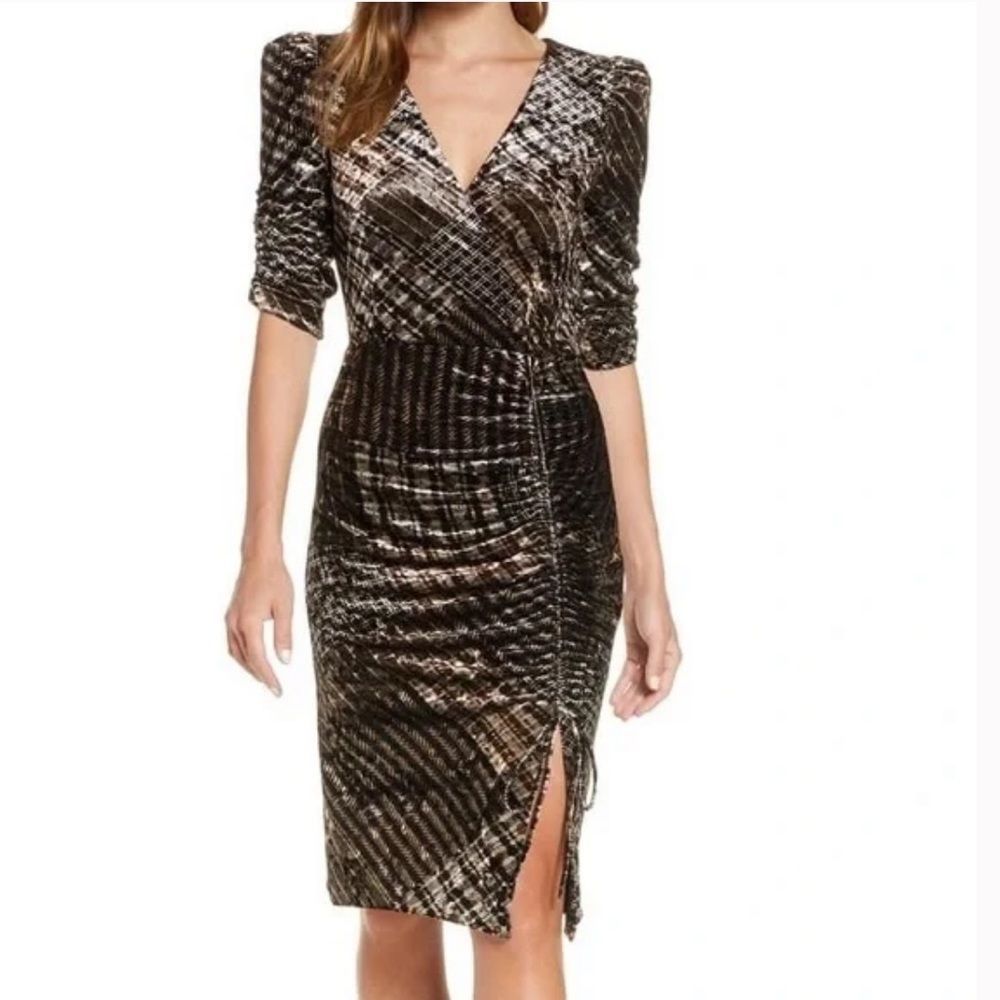 Eliza J Velvet Plaid Ruched Party Dress Size 6